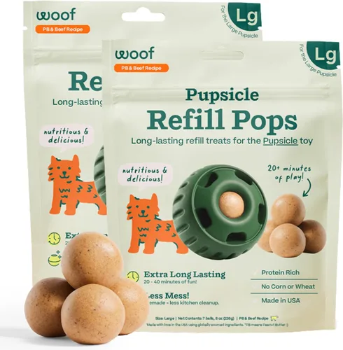 Vista 14 de WOOF Pupsicle Refill Pops - Snacks para perro de poco desorden - con mantequilla de cacahuete y carne de res - Premios para perro - De larga