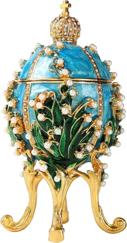 Vista 7 de Faberge - Cajas de joyería para baratijas, adornos con bisagras, colección de artesanía antigua, regalo de lujo para decoración del hogar