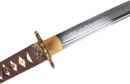 Vista 6 de Espada samurái real forjada a mano con acero T10 templado con arcilla, espada Katana de espiga completa afilada, 41 pulgadas Full Tang Katana