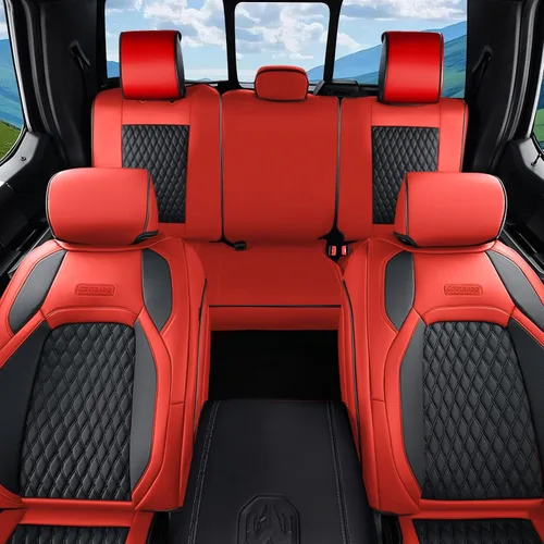 Vista 79 de Coverado Juego completo de fundas de asiento de ajuste personalizado para Chevy Silverado/GMC Sierra 2014-2018 1500, 2015-2019 2500HD 3500HD Negro