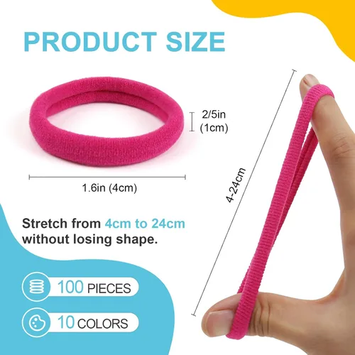 Vista 3 de Bandas pequeñas para el cabello sin costuras, liga para coleta que no daña de 4 cm (10 colores muilt)