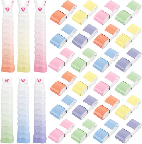Vista 8 de Jerify 24 piezas de cinta adhesiva para raqueta de tenis, cinta adhesiva precortada para raqueta de bádminton con comodidad aterciopelada