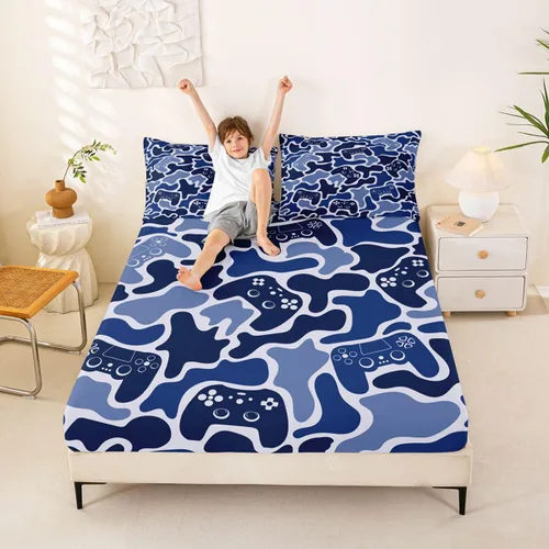 Vista 19 de Erosebridal Camouflage Sheets for Boys Girls Game Console Fitted Sheet,3D Gamer Controller Kids Bedding Sets Army Camo Bed Sets Twin 2 Piece Army