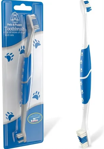 Vista 12 de Cepillo de dientes para mascotas para perros, gatos con cerdas suaves, fácil limpieza de dientes y cuidado dental, cepillo de dientes antideslizante