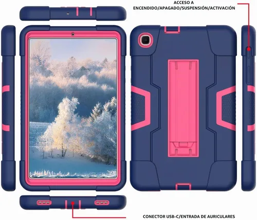 Vista 3 de Funda para Samsung Galaxy Tab A 8.4 2020, resistente PC duro de silicona suave con función atril, resistente funda protectora de alto impacto