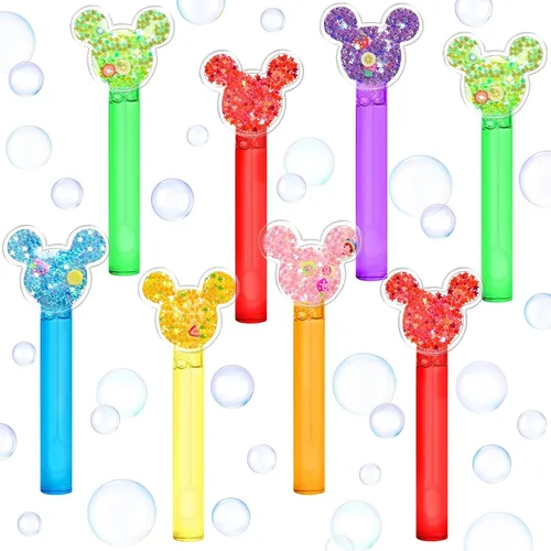 Vista 12 de AMFZON 25 piezas de varitas de burbujas con forma de bloques de construcción para fiestas infantiles, juguetes de varitas de burbujas mini