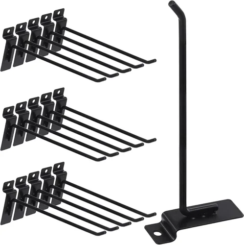 Vista 9 de Swpeet Kit surtido de 20 ganchos de pared resistentes de 2 pulgadas, accesorios Slatwall, ganchos para panel de pizarra, organización de garaje