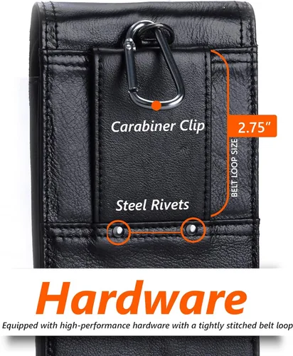 Vista 5 de Funda de cuero genuino para teléfono celular para cinturón de hombre, soporte vertical para teléfono, bolsa para cinturón para iPhone 15 Pro Max 14