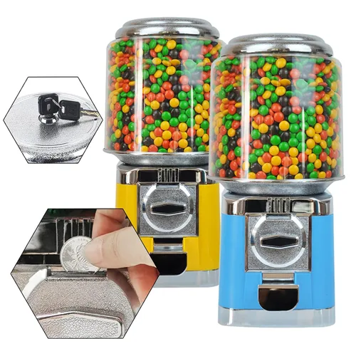 Vista 6 de Máquina expendedora automática de dulces de 1.260 in Máquina de chicles para caramelos pequeños, bolas de goma, cápsulas, nueces, alimentación (azul)
