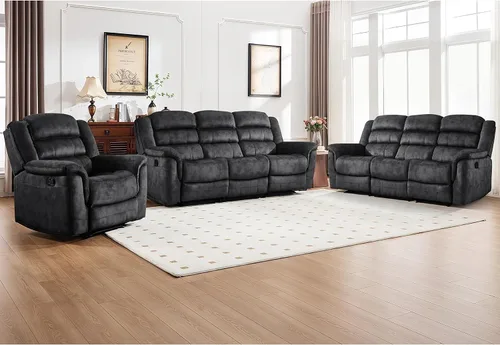 Vista 25 de EBELLO - Silla reclinable manual, sofá reclinable de tela suave con apoyabrazos y respaldo acolchado para sala de estar, dormitorio, color marrón