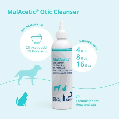 Vista 3 de Malacetic Limpiador ótico para perros y gatos, 8 fl oz