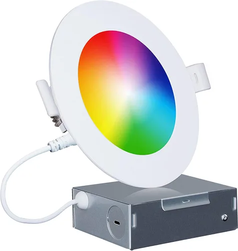 Vista 12 de Kit de luz de techo LED delgada de 4 pulgadas, 3CCT seleccionable, 9W 750LM, regulable, clasificación húmeda (paquete de 12)