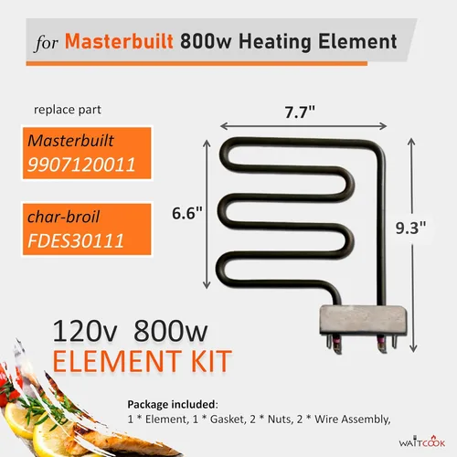 Vista 2 de Elemento calefactor eléctrico de repuesto de 800 vatios para ahumador eléctrico Char-Broil y Masterbuilt de 30 pulgadas de control digital