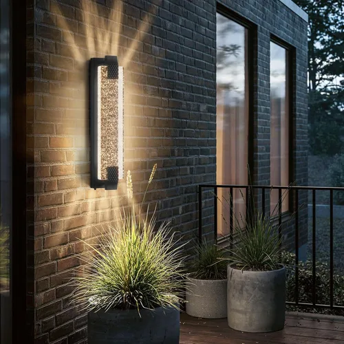 Vista 10 de camuucci Luz para exteriores del anochecer al amanecer, luces LED de porche de 15.7 pulgadas para exteriores, impermeable, moderno, soporte de pared