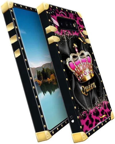 Vista 3 de Funda compatible con Samsung Galaxy S10 Plus, J Crown Queen con estampado de leopardo de lujo, elegante, suave, TPU a prueba de golpes, protección