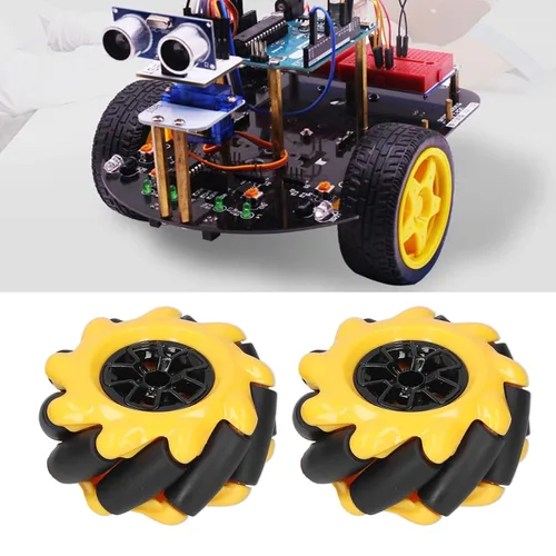Vista 5 de Mecanum Wheel Robot Kit con ruedas omnidireccionales de 2.362 in para proyectos STEM de motor TT Construir autos inteligentes y robots