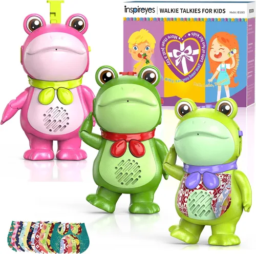 Vista 20 de Inspireyes Walkie Talkies para niños recargables, juguetes para niños y niñas de 3 a 12 años, paquete de 2 radios bidireccionales de largo alcance