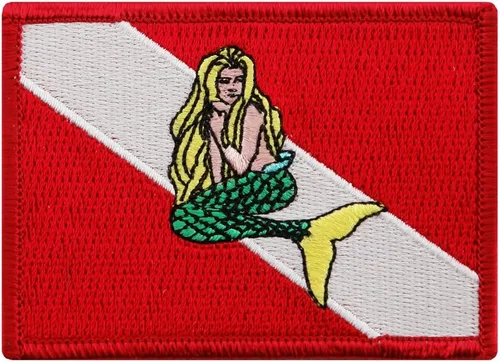 Vista 4 de Parche bordado de 100 inmersiones para buceo, emblema de bandera de buceo, recuerdo