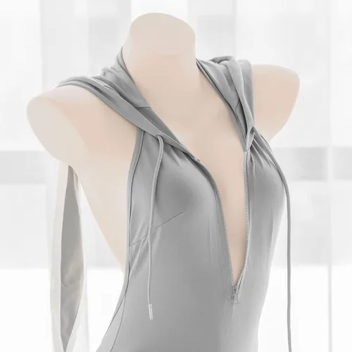 Vista 3 de Jilneed Lencería sexy para mujer, disfraz de conejo de anime kawaii para adultos, body de peluche Lolita de una pieza