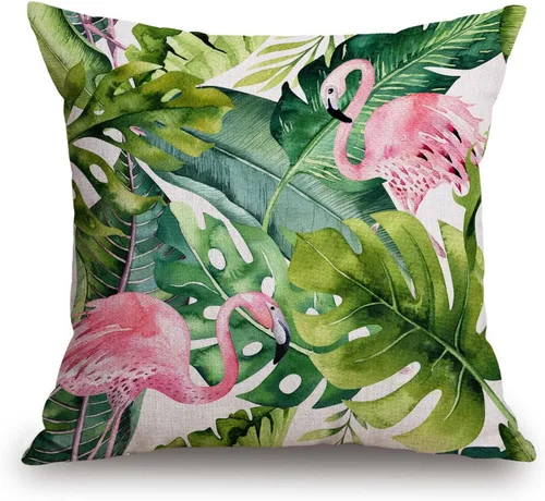 Vista 17 de TSSOHU Funda de almohada de granja de 18 x 18 pulgadas, funda de almohada tropical, hojas de palma tropical, Hawaii, selva, fundas de almohada Tss11
