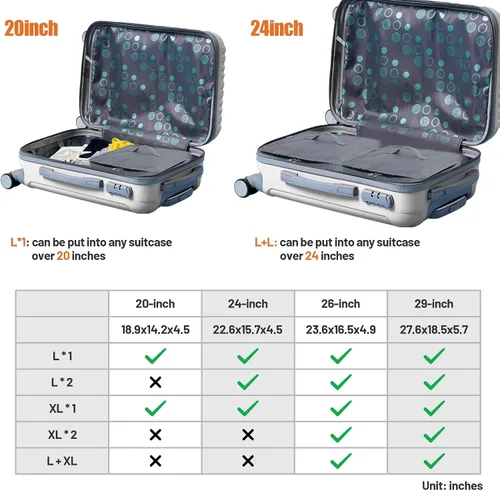 Vista 6 de Caroeas Estantes de viaje colgantes portátiles, bolsa organizadora de maleta, cubos de equipaje de mano para viajes, maleta de 4 estantes con 2