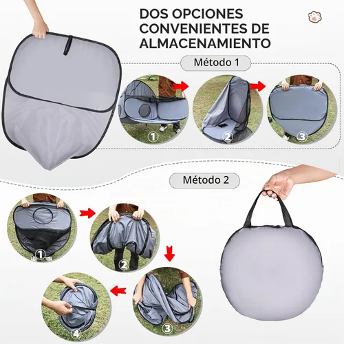 Vista 6 de Corralito para perros TailTastic con túnel envolvente, corralito para gatos al aire libre/interior con lados suaves y transpirables, tienda