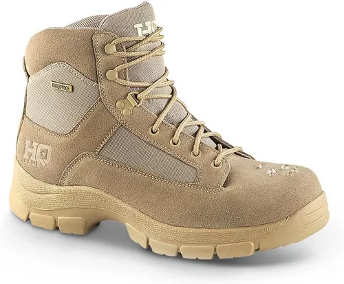 Vista 8 de HQ ISSUE Botas tácticas de desierto para hombre, 6 pulgadas, impermeables, para combate, zapatos de senderismo