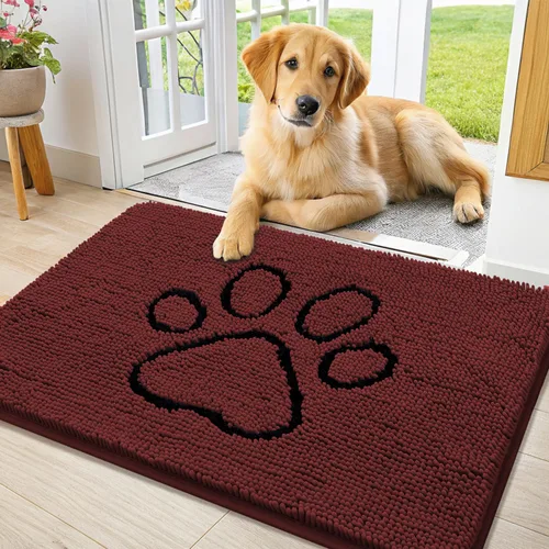 Vista 79 de Smiry Tapete para puerta de perro para patas fangosas, absorbente y Gris y negro