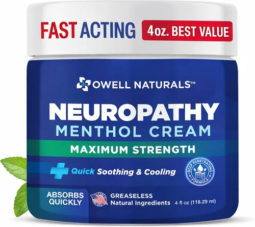 Vista 9 de Owell Naturals Crema de neuropatía extra fuerte – Enfriamiento de rápida absorción para piernas, pies y manos – Fórmula calmante avanzada con aloe