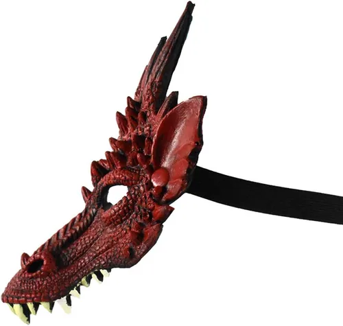 Vista 3 de NOVELTY GIANT WWW.NOVELTYGIANT.COM Máscara de dragón de goma espuma Cosplay accesorio rojo