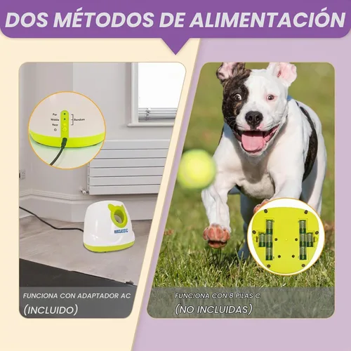 Vista 4 de PTLSY Lanzador automático de bolas para perros, máquina interactiva para perros pequeños y medianos, 3 bolas (incluye 2 pulgadas) y lanzador blanco