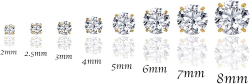 Vista 6 de 14kt Solid Yellow Gold Superbright Clear Cz Basket Setting Round Screwback Stud Earrings