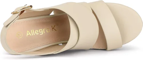Vista 4 de Allegra K Sandalias de cuña con plataforma de madera para mujer