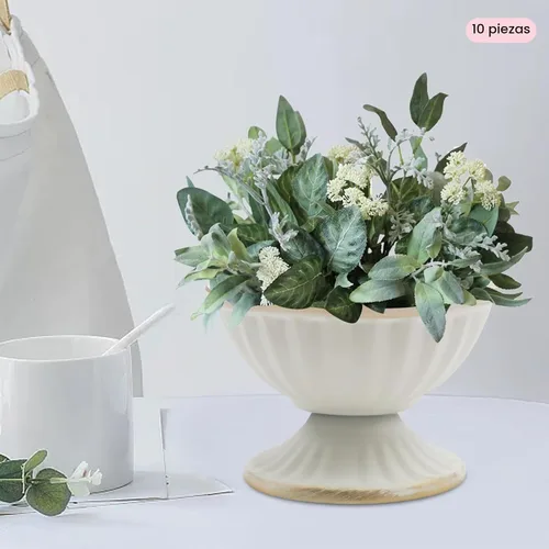 Vista 2 de Mini macetas blancas con arreglo de flores, 10 piezas para centro de mesa, mesa de boda de 2.6 pulgadas, decoración de maceta, maceta de trompeta