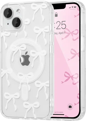 Vista 50 de UEEBAI - Funda magnética para iPhone 11, diseño de lazo, compatible con MagSafe, funda transparente delgada inalámbrica, antiamarilleo, a prueba