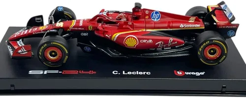 Vista 3 de Burago Ferrari SF-24 Charles Leclerc #16 MONACO GP 2024 Winner - Realistic Car Model in 1:43 Scale - Red - Official Ferrari License