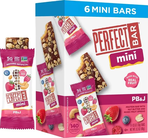 Vista 11 de Perfect Bar Mini barra de proteína de mantequilla de maní cubierta de chocolate sin gluten, 6 unidades, 1.05 onzas
