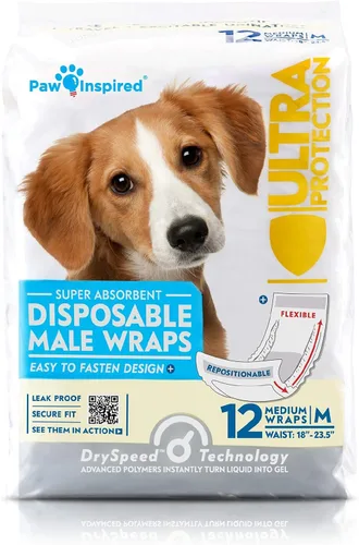 Vista 9 de Paw Inspired Bandas desechables para perros machos, banda para el vientre para perros Pañales desechables para perros Bandas para el vientre