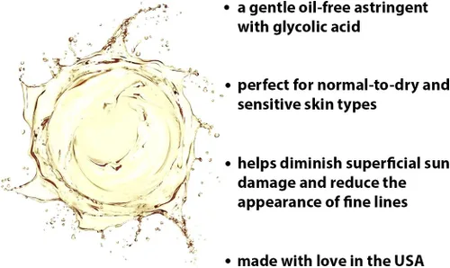 Vista 4 de RAYA Ginseng Astringent con AHA 16 oz (G-205) Tónico facial glicólico suave para piel seca y sensible Ayuda a apretar los poros, suavizar la tez