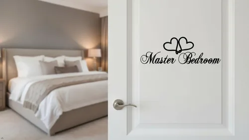 Vista 3 de Calcomanía de vinilo para puerta de dormitorio principal, adhesivo de pared extraíble con diseño de corazón, decoración moderna de puerta o pared