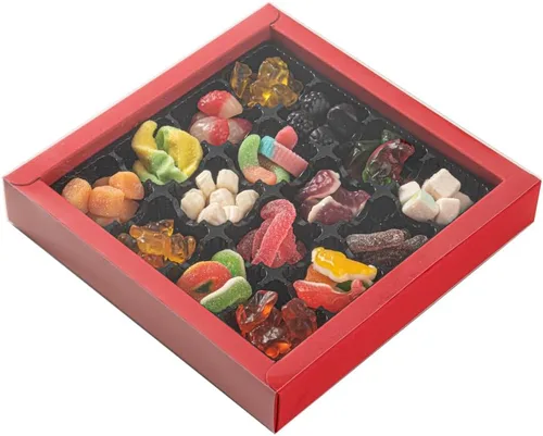 Vista 13 de Restaurantware Sweet Vision Cajas cuadradas de dulces de 9.1 x 9.1 x 1.6 pulgadas, 100 cajas de regalo desechables para panadería, 16 compartimentos