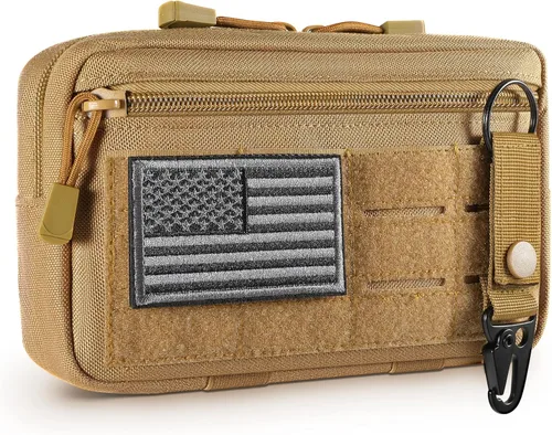 Vista 11 de FRTKK - Funda táctica Molle Admin Pouch Utility de corte láser EDC, bolsa de herramientas, fundas modulares horizontales, incluye parche
