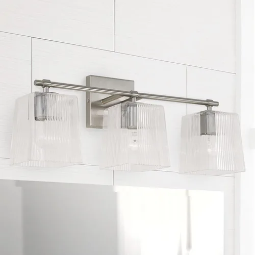 Vista 2 de Capital Lighting 141731BN-508 Lexi - Soporte de pared para tocador de baño, 3 luces, 300 vatios totales, 9 pulgadas de alto x 23 pulgadas de ancho