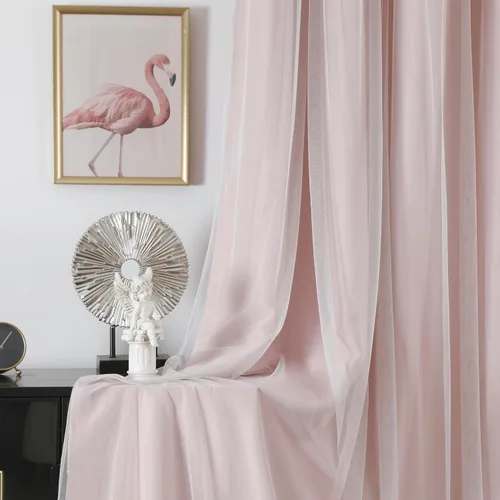 Vista 8 de naturetalk Cortinas opacas del 90% al 95% con transparente aplastado, juego de 2 paneles de cortina, ojales plateados antiguos, rosa bebé, 52