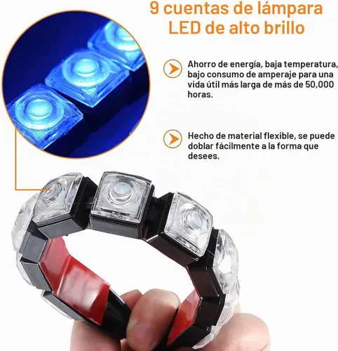 Vista 3 de 2 piezas de tiras de luces de 9 LED para circulación diurna DRL Kit, lámpara antiniebla de punto brillante flexible, luz de alto poder de despeje