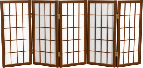 Vista 29 de Biombo portátil simple de 2 pies Biombo diseño Shoji, clásico diseño japonés 4 anchuras, 6 colores, Madera, Negro