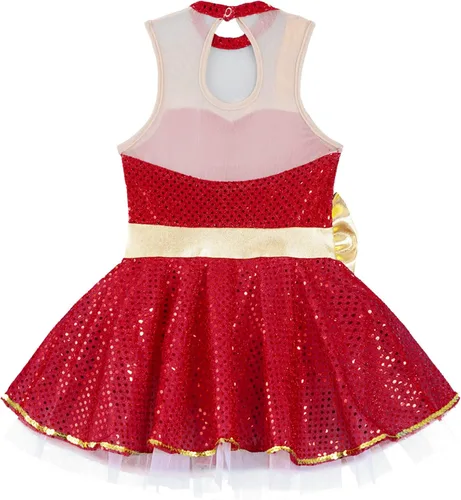 Vista 6 de Aislor Disfraz de Papá Noel de Navidad para niños y niñas, disfraz de princesa de patinaje sobre hielo, ballet y baile, tutú