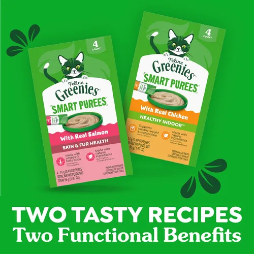 Vista 8 de Greenies Feline Smart Purees Golosinas Lickables Saludables para Interiores para Gatos con Pollo Real, Tubos de 0.49 oz., 4 Unidades (Paquete de 11)