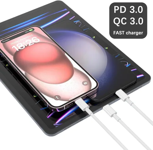 Vista 6 de Cargador para iPad de carga rápida, cable USB-C de 6 pies y bloque de cargador USB C de 20 W, paquete de 1 para Apple iPad A16 11th 10th, Pro 13
