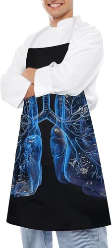 Vista 4 de MUSM Delantal para adultos – 27.6 x 31.5 pulgadas, delantales de poliéster resistentes con dos bolsillos grandes, delantal de cocina impermeable